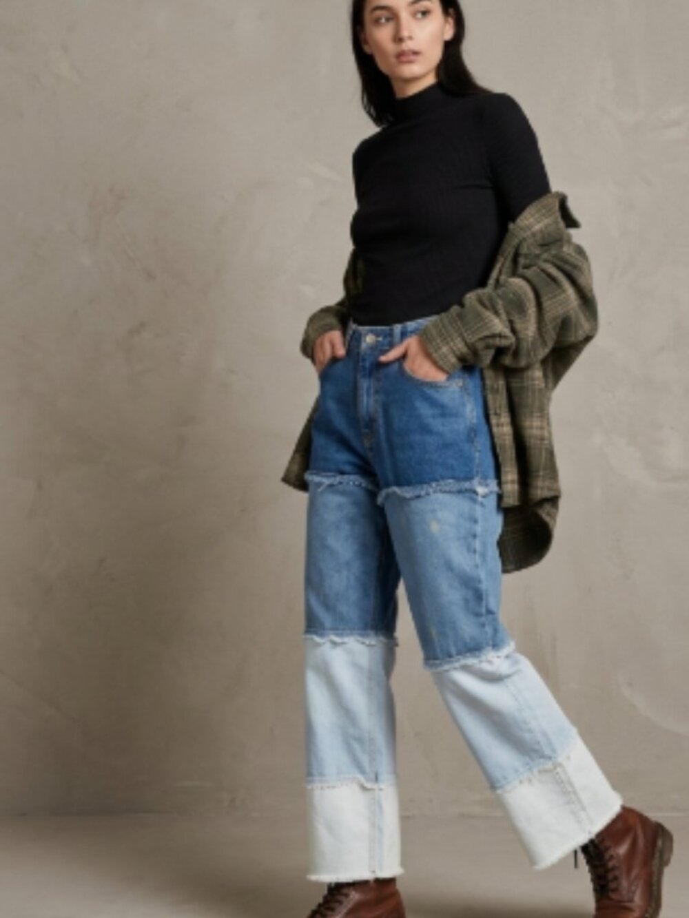 Ragged Priest Coupe Multi Panel Ombre Patchwork Jeans Size 28